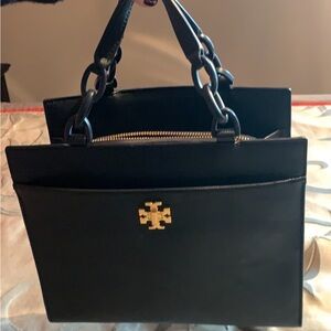 Tory Burch Black Satchel with Gold Accents